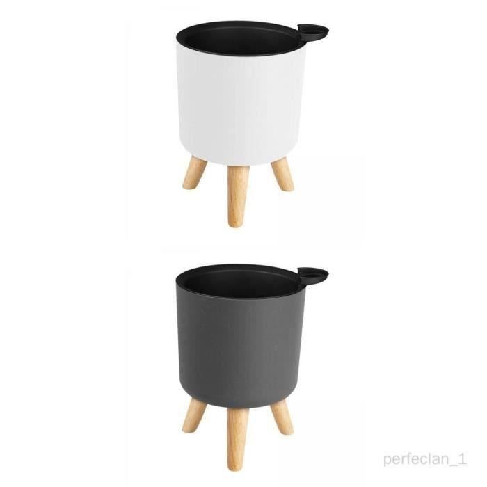 Pot De Fleurs Rond Avec Pieds - 47 Cm - Plastique Résistant UV - Pour Intérieur Et Extérieur - Bac Grande Capacité