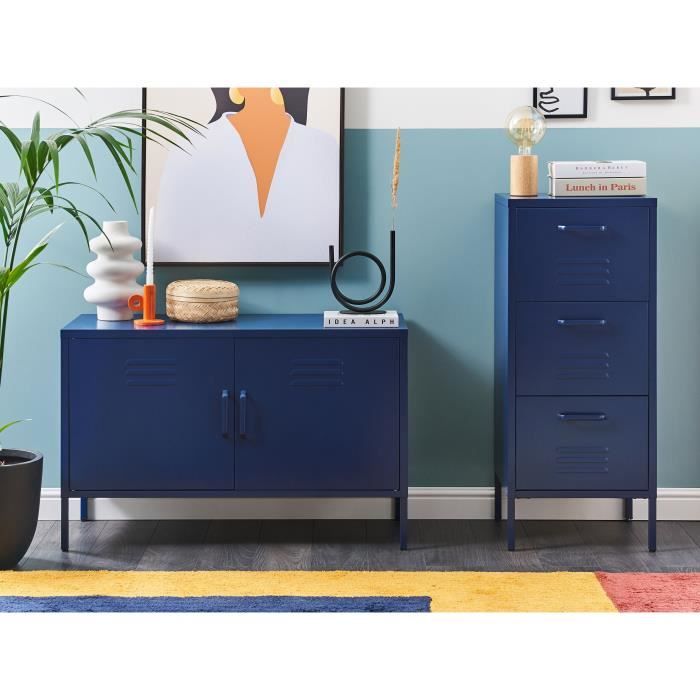 Buffet en métal bleu marin 2 portes URIA Buffet en métal bleu marin 2 portes URIA