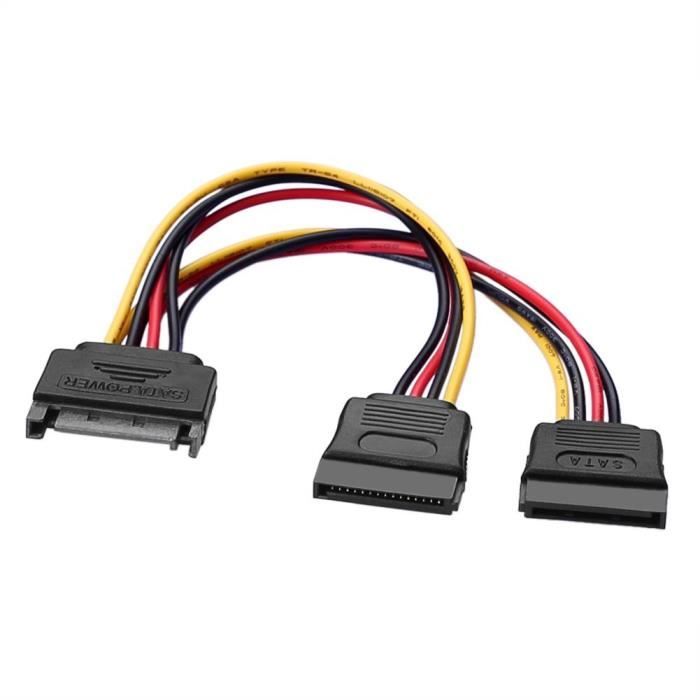 YAODHAOD Lot De 3 Câbles Répartiteurs SATA Mâle Vers 2 X Femelle - 15cm | Alimentation Disque Dur SSD