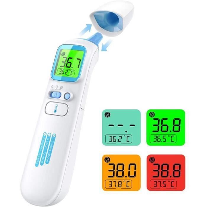 Thermomètre Frontal Sans Contact - Précision 0.1°C, 40 Mémoires, Alarme Fièvre - Pour Bébé, Enfant, Adulte