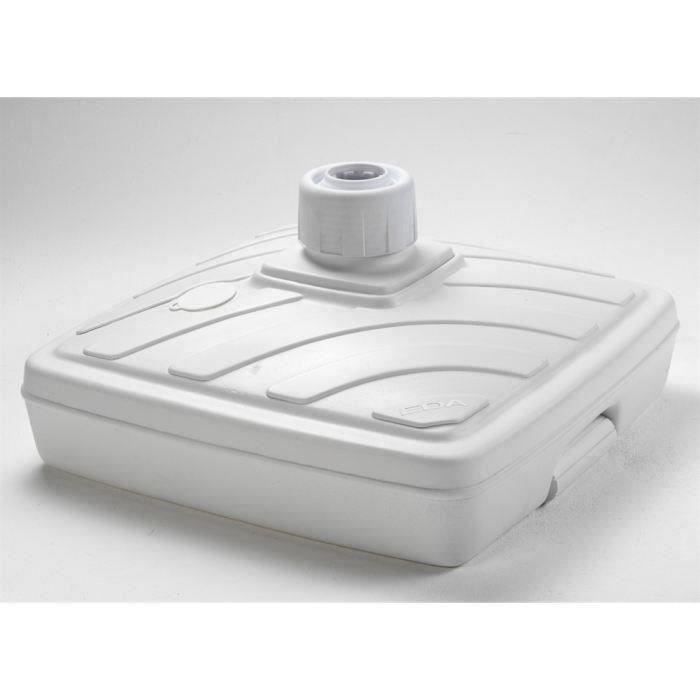 EDA Pied de parasol carré - En plastique blanc - 40 litres - Poignée et roulettes - vue 1