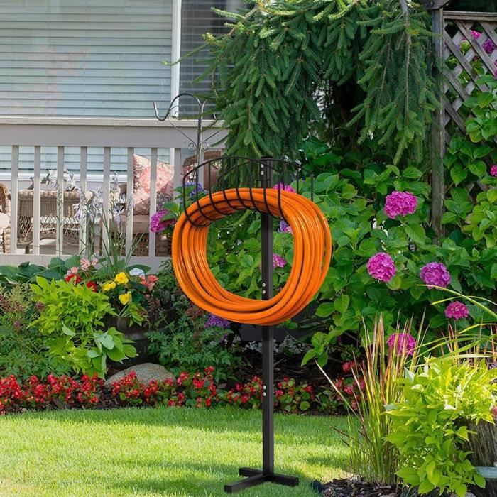 Porte-tuyau De Jardin Style Antique – Aluminium Blanc Et Laiton, 39cm