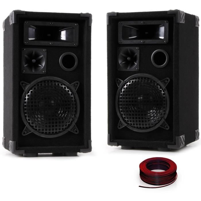 PAIRES des baffles 600 watts hauteparleurs PA DJPro 8 + câbles 2 x 1