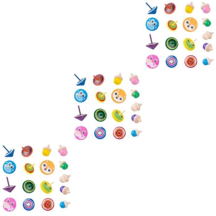 40 Pièces Toupie À Fruits Gyroscopes En Bois En Bois Assorti Chute D'Araignée Moj Moj Hauts Pour