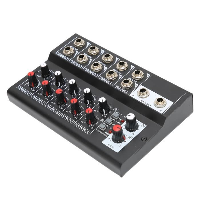 Mixeur Audio Stéréo 6 Canaux - Compact, Métal, Entrée Ligne, Pour Home Studio Et Petite Scène - 3