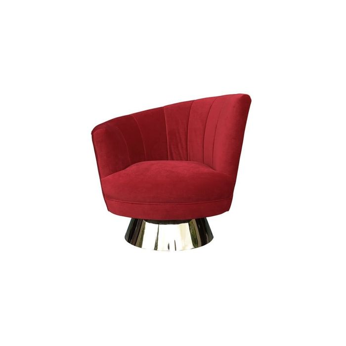 Fauteuil Pivotant En Velours Côté Gauche Miro - Rouge Fauteuil Pivotant En Velours Côté Gauche Miro - Rouge