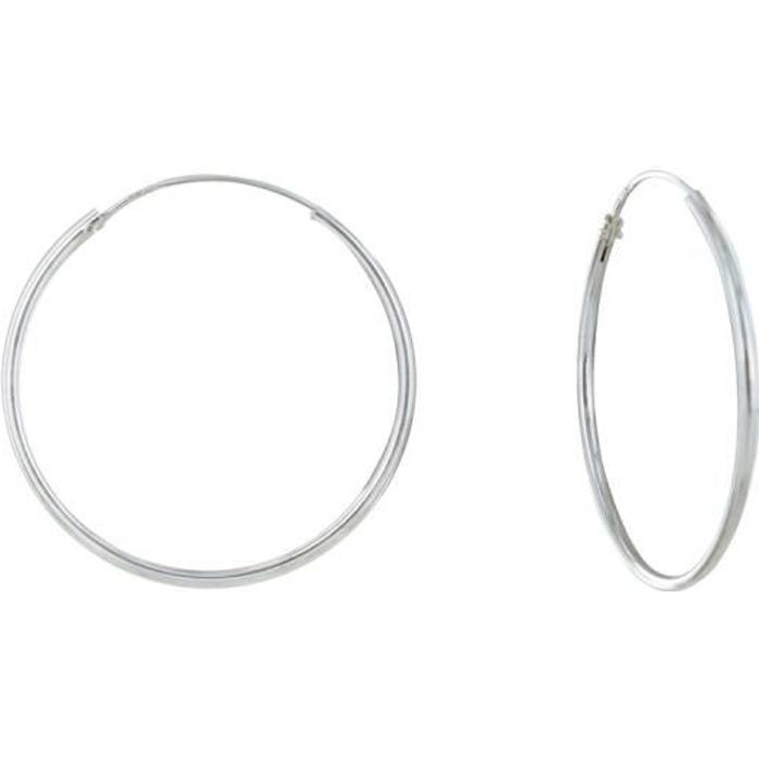 Boucles D'oreilles Créoles En Argent 925 - Diamètre 1,6 Cm - Mixte - Neuf Avec étiquette