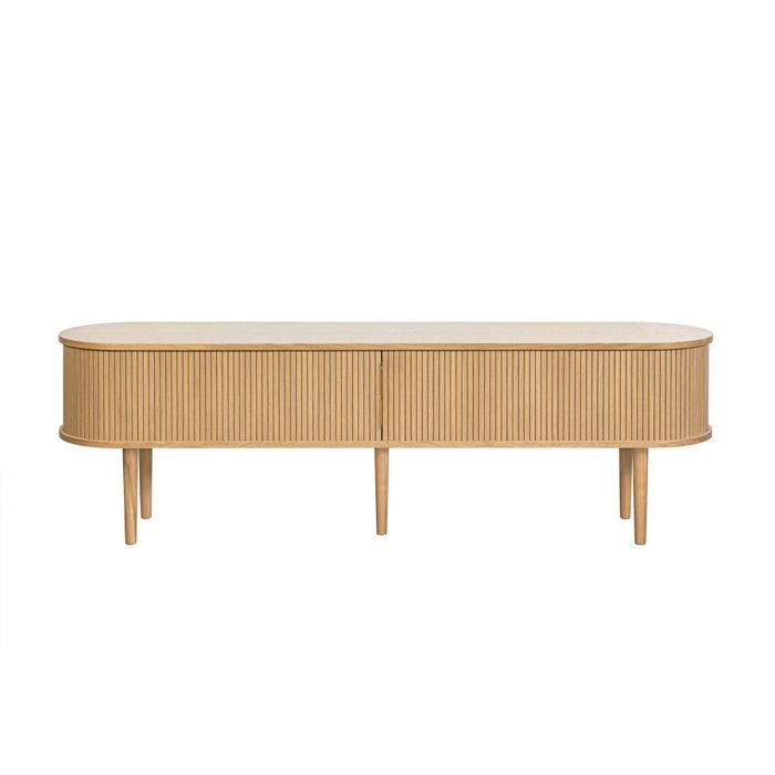Miliboo - Meuble TV vintage bois clair chêne avec rangements 2 portes coulissantes L180 cm EPIC