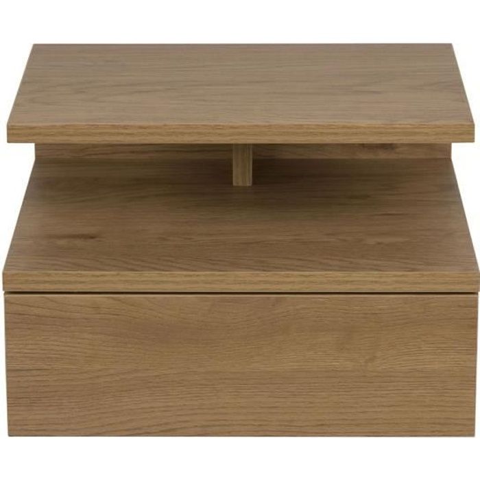 Chevet Suspendu Avec Tiroir Lanash Blanc Et Imitation Chene