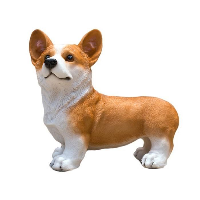 Statue De Chien Décorative En Résine - Figurine Réaliste Couleur Jaune - Pour Jardin, Salon, Bureau - Poids 370g