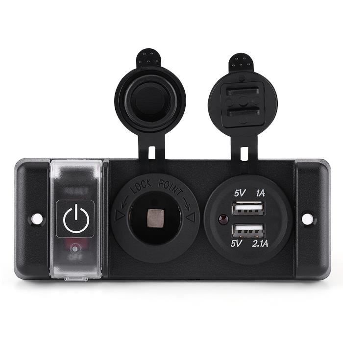 Panneau De Commutation Marin étanche 5 Interrupteurs – Aluminium Avec 3 Ports USB PD+QC 78W, Prise Allume-cigare 150W Et Voltmètre LED Bleu, Pour Bateau, Camping-car, 4x4