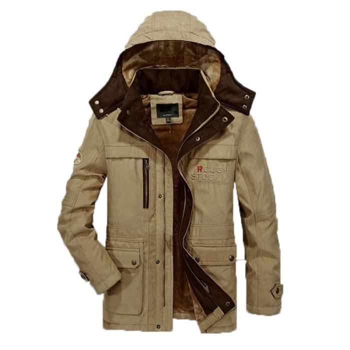 Manteau homme kaki fourrure 2025