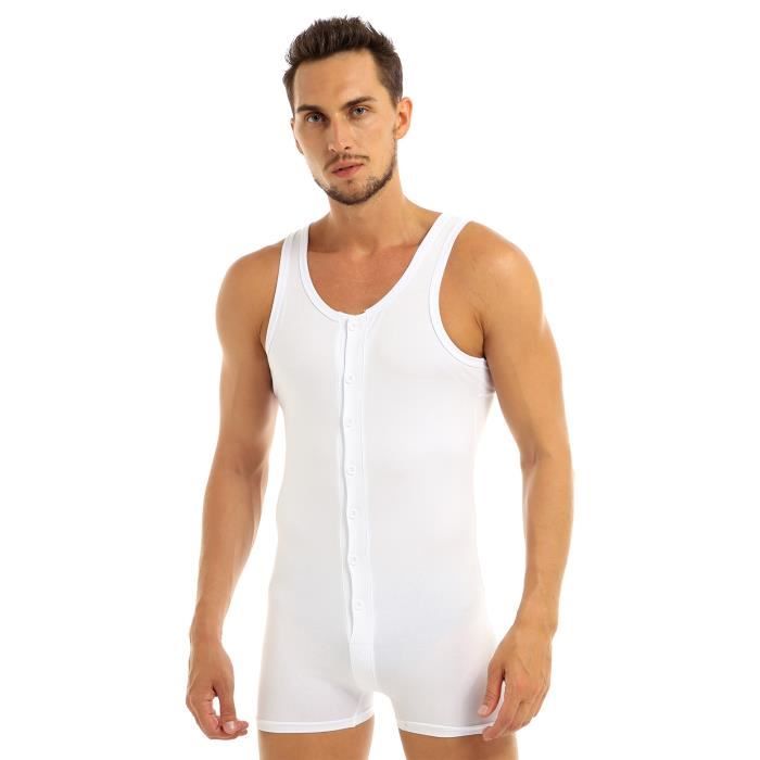 Landofgenie Body Homme Sans Manches – Débardeur Pyjama Combinaison Adulte En Coton Stretch, Confort Été