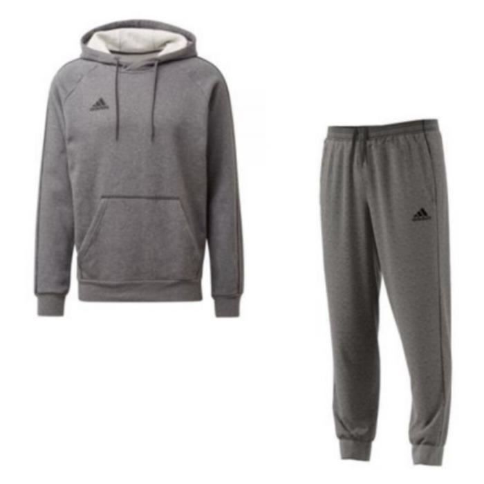 Jogging Polaire A Capuche Homme Adidas Gris et Noir Gris