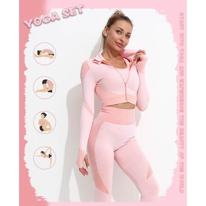 Ensemble de Yoga pour femmes - Fitness - Leggings et haut à manches longues  - Rose Rose - Cdiscount Sport