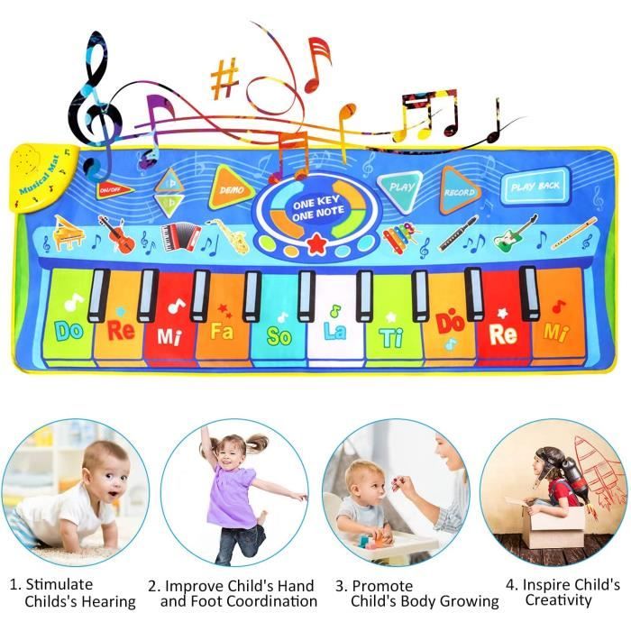 Tapis De Piano Musical Pour Bébé – 5 Modes Animaux/Couleurs 60x39cm | Jouet Éducatif Ferme Sonore Dès 3 Ans