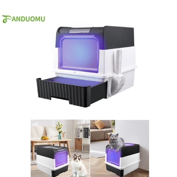 Comparer les prix de Bac à litière - Stérilisation UV - Désodorisation - Facile à Nettoyer - Chat jusqu'à 15KG - Noir
