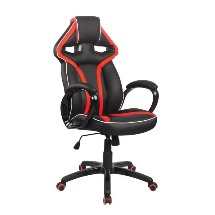 Fauteuil De Bureau Racing Noir Et Rouge Achat Vente Chaise De Bureau Cdiscount