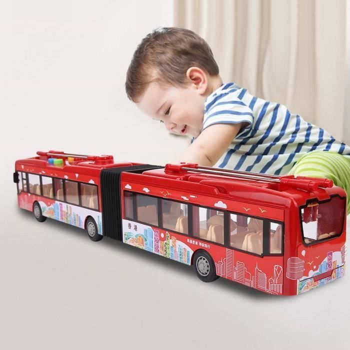 Jouet Bus Électrique Enfant Avec Portes Ouvrantes - Musique & Lumières - Modèle Réaliste Pour Apprentissage Et Jeu - Rouge