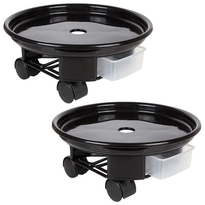 Hohovyyv - Soucoupe Pour Pot De Fleurs Avec Roulettes - Diamètre 33 Cm (intérieur 30 Cm) - Blanc - Réservoir D'Eau Intégré - Chariot Mobile Pour Plantes D'Intérieur/Extérieur - 11