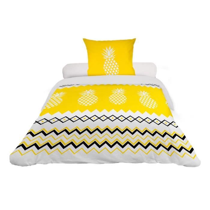 Housse De Couette 140x200 Gris Et Jaune Cdiscount
