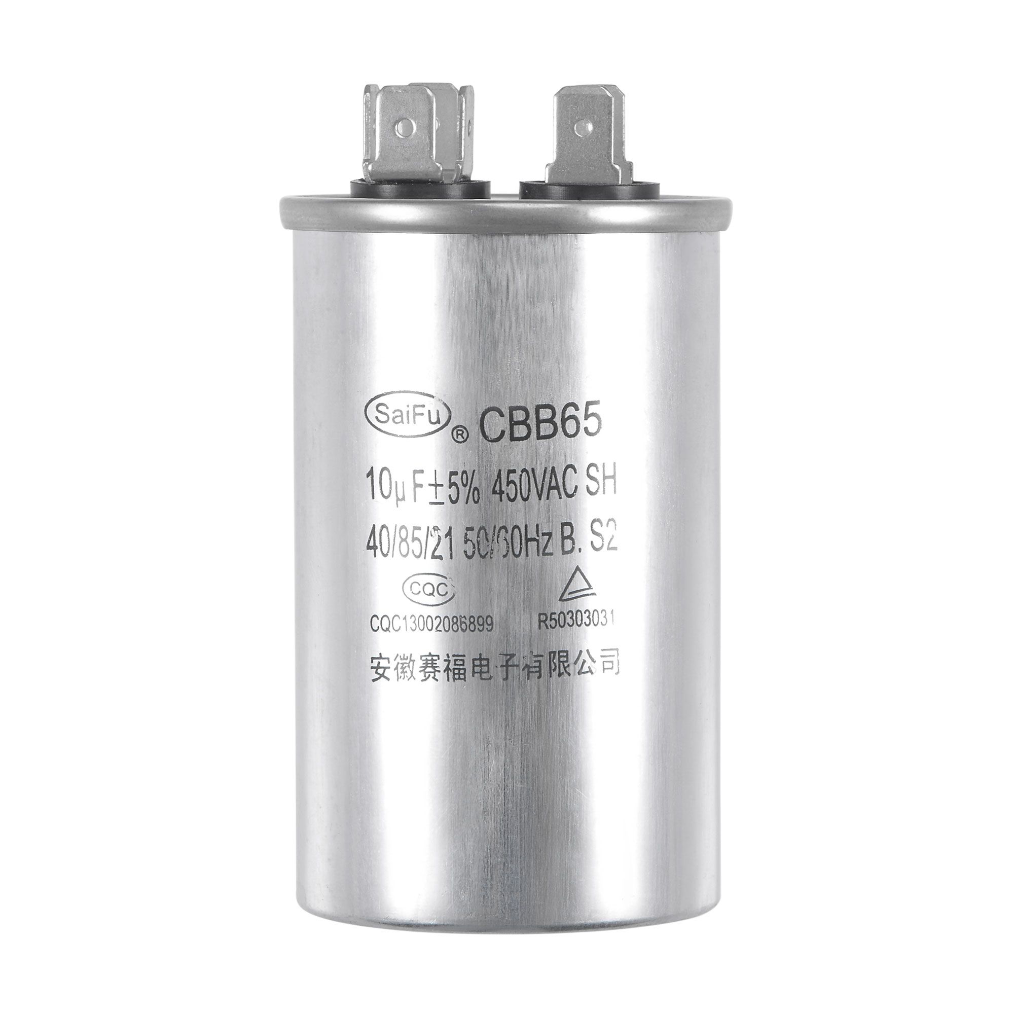 SOURCING MAP Condensateur Duplex Rond CBB65 60-5uF Mfd 450V AC 40-85-21 Boîtier En Alu. Avec
