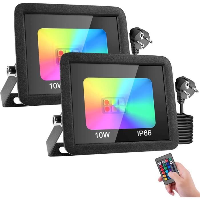 Projecteur LED RGB Extérieur 50W - 2 Spots Couleur Avec Télécommande Et Appli Bluetooth, IP66, Pour Jardin, Fête - 4