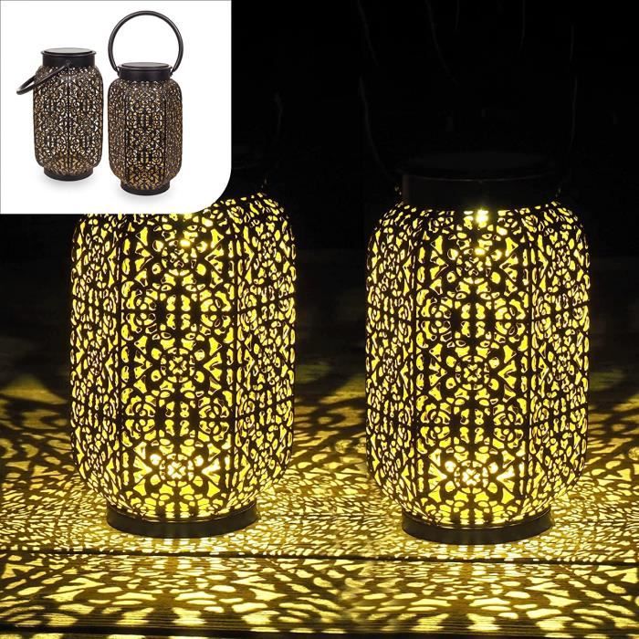 2 Lampes Solaires Extérieur Jardin Dekofun - Lanterne Bougie LED Flamme Vacillante IP44 - Décoration Terrasse Balcon