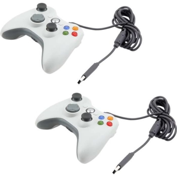 2 X Manette Xbox 360 Controleur Pour Pc Mac Blanc 1 70 M Cdiscount Informatique