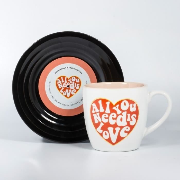LYRICAL MUG L&M Pack Mug et Soucoupe - Love - Blanc / Pêche