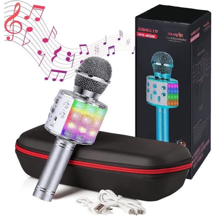 Micro Karaoké Sans Fil Bluetooth Avec Haut-parleur 5W – Effets Vocaux, écho, Selfie, Enregistrement, Carte SD – Pour Enfants, Fêtes, Compatible IOS/Android/PC/TV