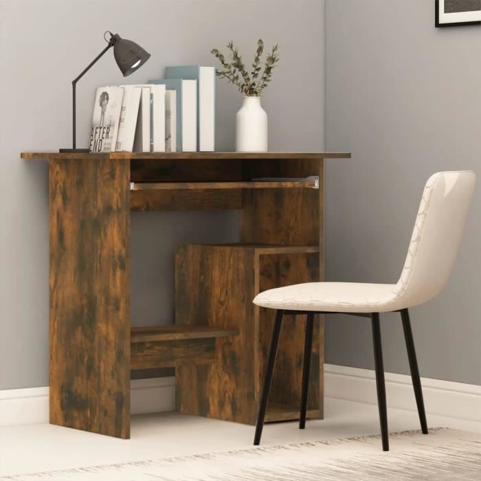 Bureau D'ordinateur En Bois Avec 4 étagères - Marron - 140x60x100 Cm - Neuf