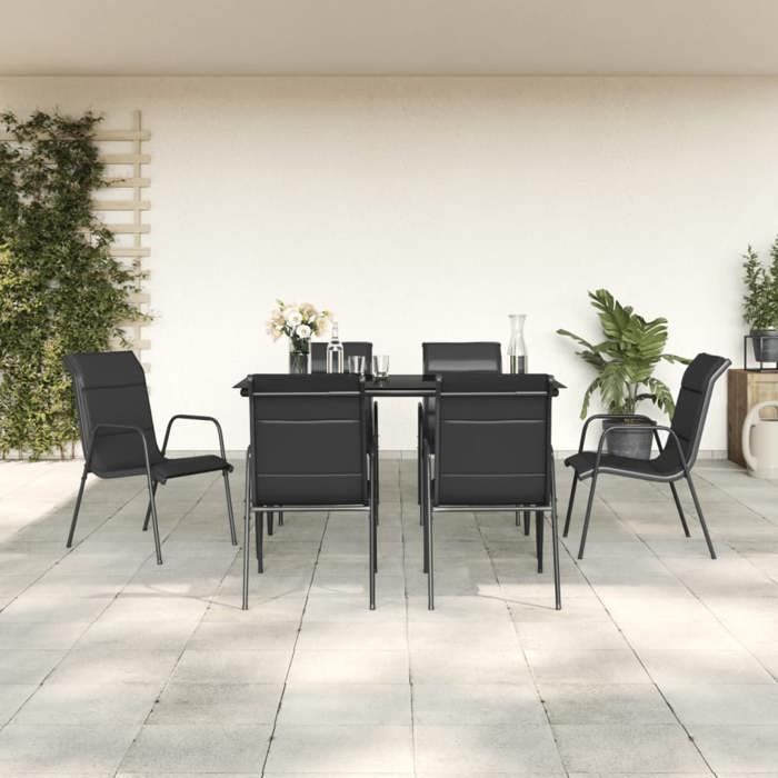 vidaXL Ensemble à manger de jardin 7 pcs Textilène et acier - vue 4