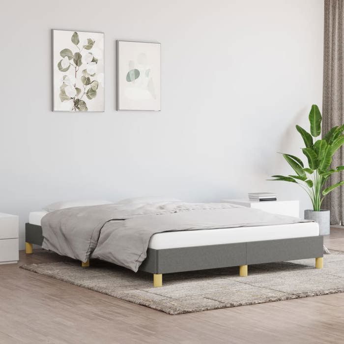 vidaXL Cadre de lit sans matelas gris foncé 140x190 cm tissu 346811
