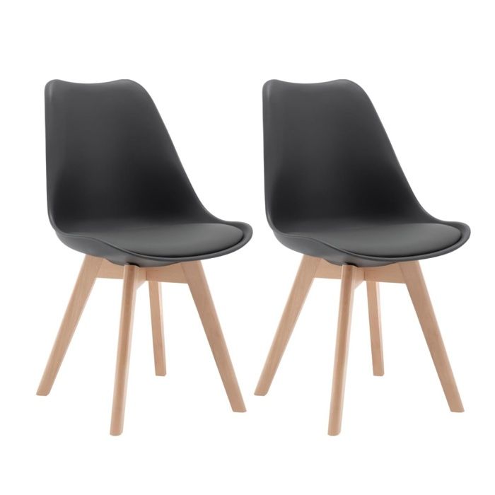 WOLTU Lot de 2 Chaises de salle à manger 48 x 42 x 82 cm - Similicuir + Bois Massif - Gris