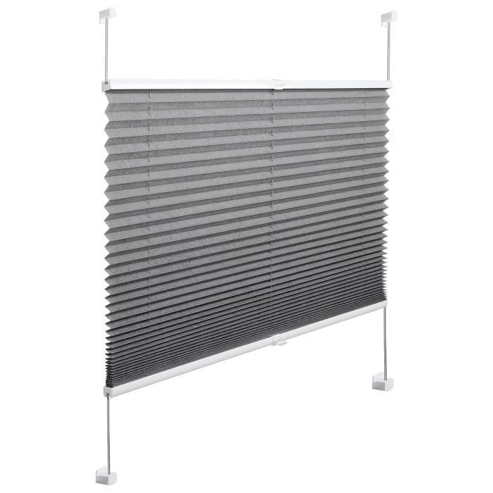 WOLTU Store plissé opaque Installation rapide et directement sans perçage Store pour Fenêtre en 100% polyester 65x220cm Gris