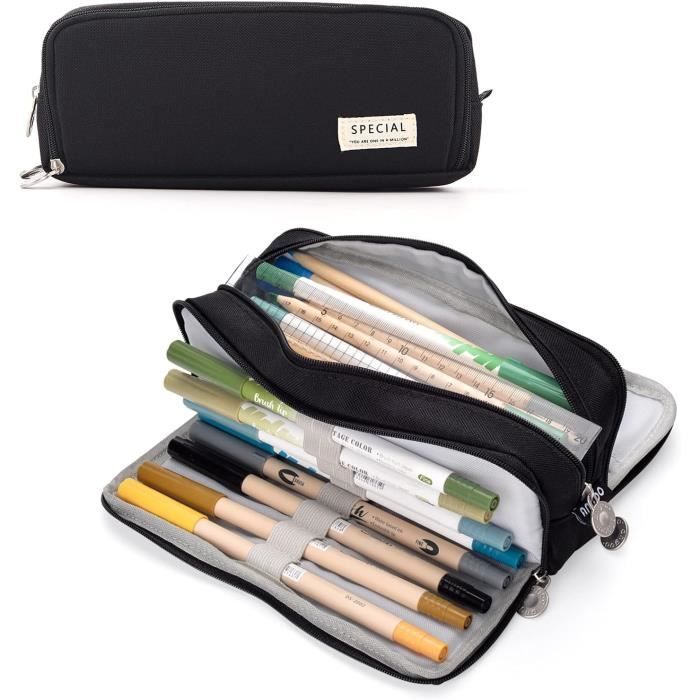 HISRFO Trousse Scolaire Pour Fille & Garçon, Grande Trousse à Crayons 3 Compartiments, Trousses