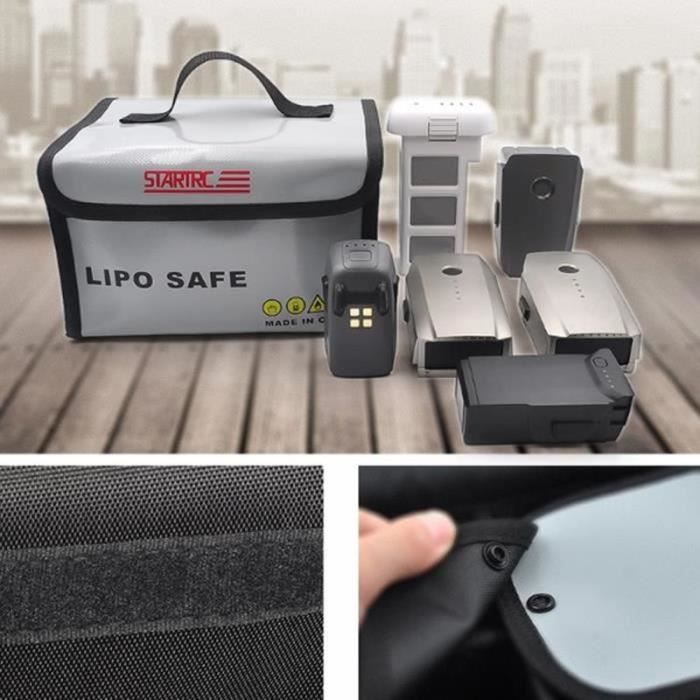 Sac Batterie Lipo Anti-Déflagrant Iwobi - Protection Ignifuge 185x75x60mm - Lot De 2 Gris
