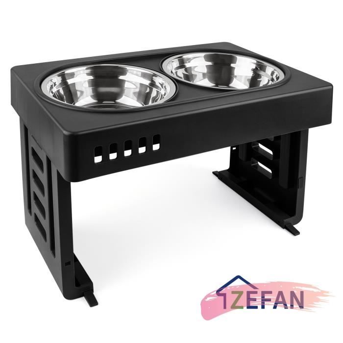 Meilleurs prix pour Support de Gamelle Chien - ZEFAN - Hauteur réglable - ABS+acier inoxydable - Noir