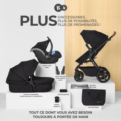 KINDERKRAFT - Poussette 3 en 1 ATour Black - Cdiscount Puériculture & Eveil  bébé