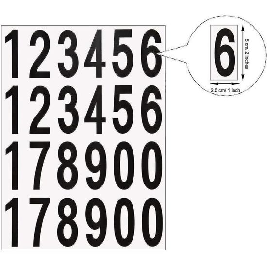 XHNFCU 12 Feuilles Autocollants de Numéros de Boîte aux Lettres Numéros,  Autocollant de Numéros en Vinyle Auto-Adhésif, pour Enseignes, Boîte aux  Lettres, Porte, Résidence, Numéro d'adresse : : Bricolage