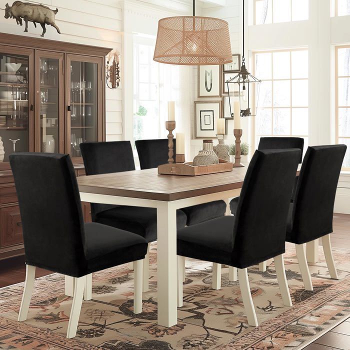 Ystyle Housse De Chaise Extensible 2 Pièces - Housse Chaise Salle à Manger Café Foncé, Protection Et Décoration Moderne