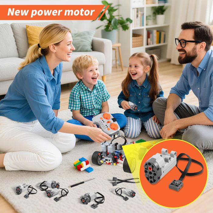 QIQIAZI Kit 8 Accessoires Électriques Moteurs Servomoteur Télécommande 2.4GHz Pour Blocs Construction