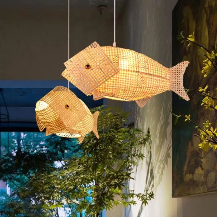 Lot De 4 Abat-Jour Bambou Yardenfun - Décoration Lumière Suspendue - Style Naturel Et Rustique