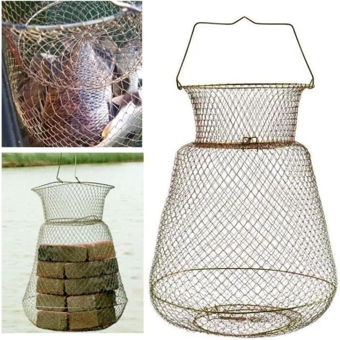 Panier à Poissons Pliable - Filet De Pêche Portable, 25x30 Cm à 25x90 Cm, Sangle De Sécurité - 8