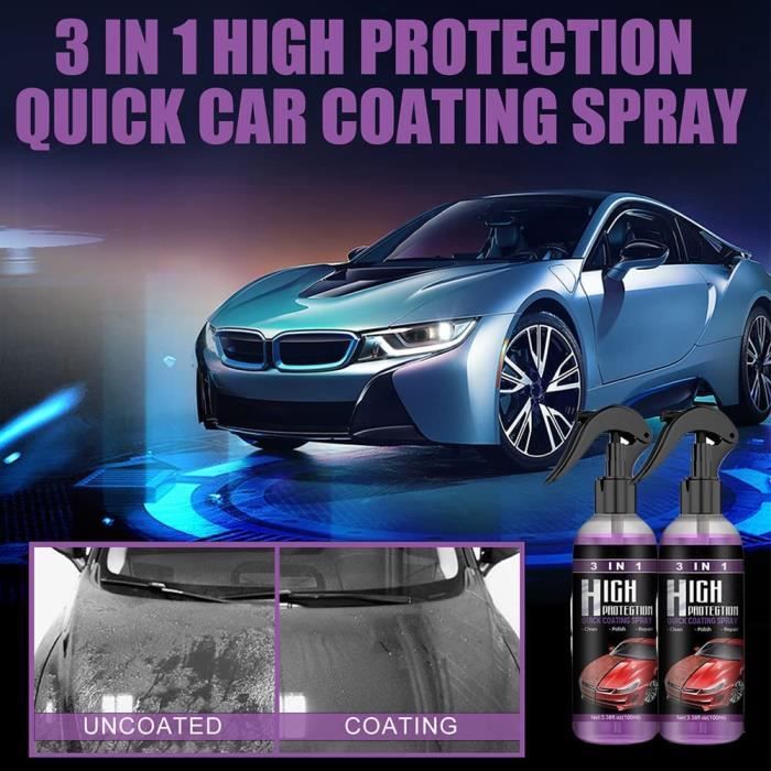 Spray de revêtement rapide haute protection 3 en 1, spray de réparation nano  de rayure de voiture, spray de polissage à la cire rapide de revêtement de  voiture avec chiffon de brosse