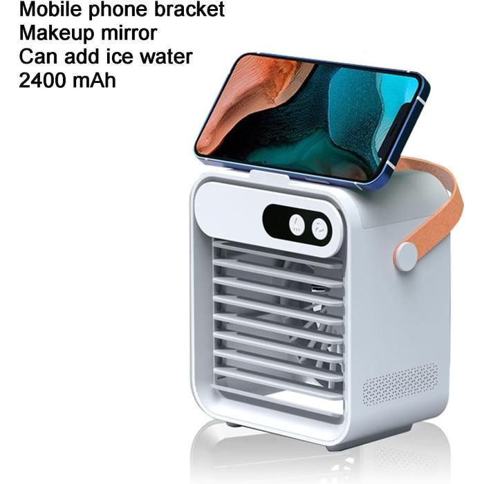 OMISOON Climatiseur mobile 800 ml, 4 en 1, oscillation à 120°, 3 vitesses de ventilation, 2 modes de brume, mini climatiseur avec poignée, refroidisseur d'air portable, convient pour chambre à