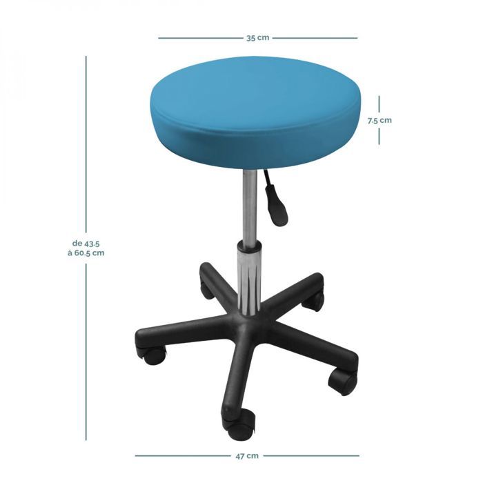 Tabouret De Bureau Pivotant Avec Dossier Réglable Vivezen - Hauteur 50-64 Cm - Simili Cuir - 120 Kg