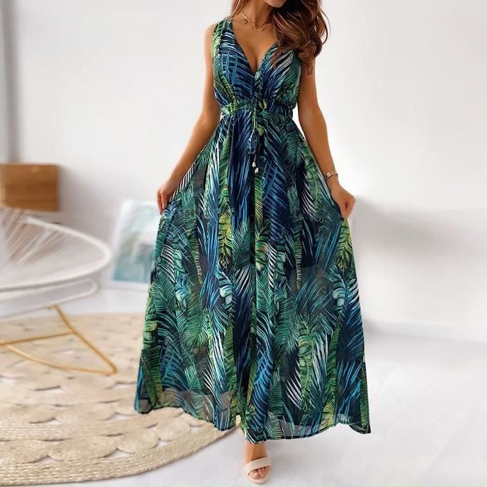 Robe Longue Femme Ete Robe Femme Chic Et Élégant Soirée Maxi Robes De Plage  Pas Robe Ete Femme Beurre