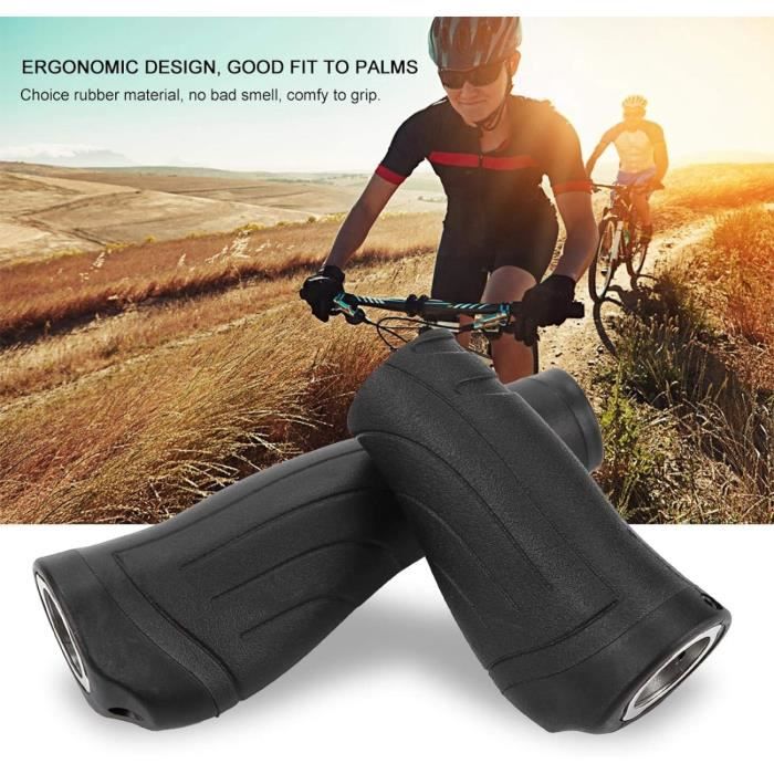 Poignées De Guidon En Cuir Et Aluminium – Ergonomiques, Antidérapantes, Double Serrage, Compatibles VTT, Vélo électrique, BMX, Pliant – Marron